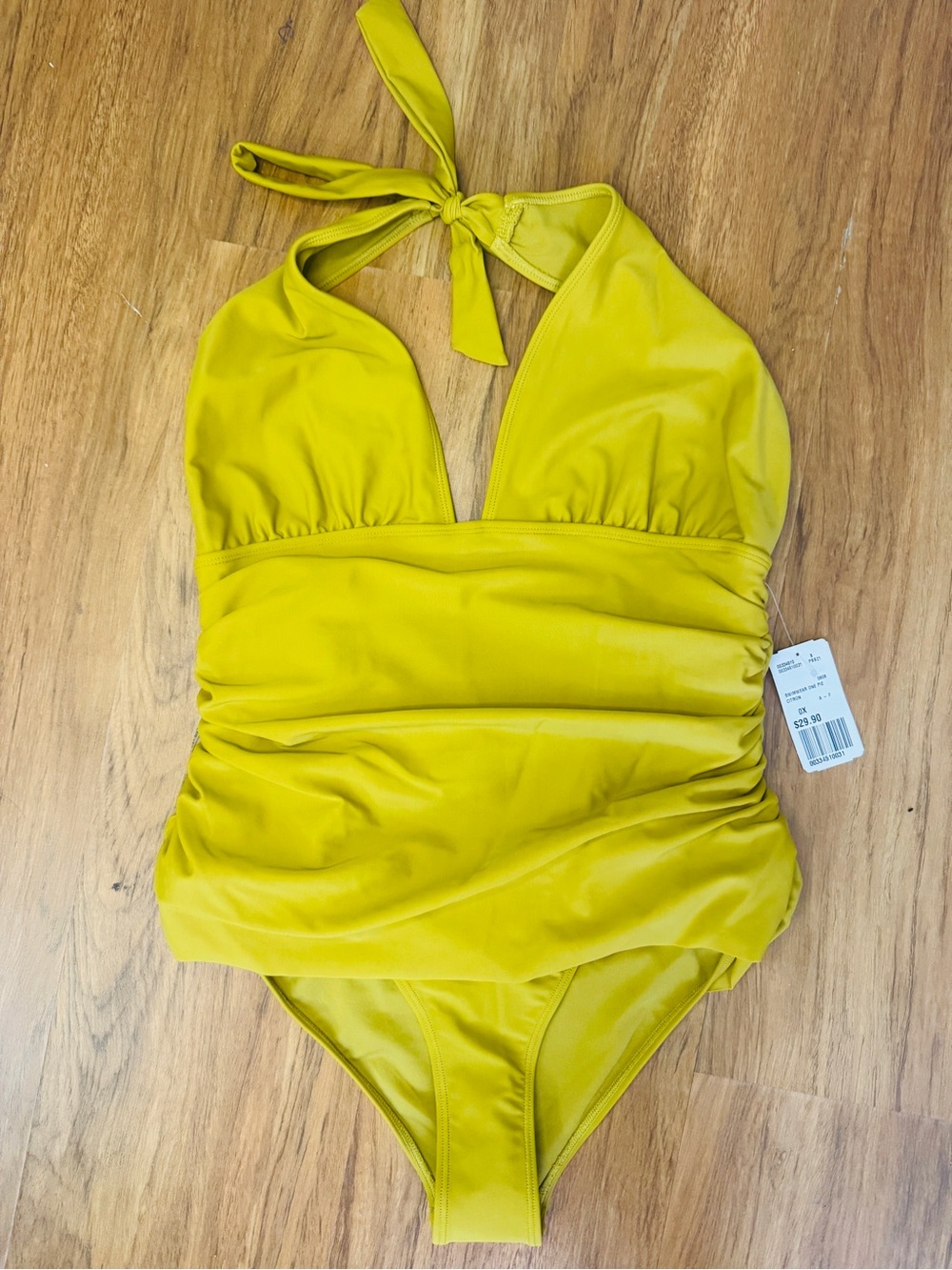 Forever 21 Chartreuse Halter One-Piece Swimsuit